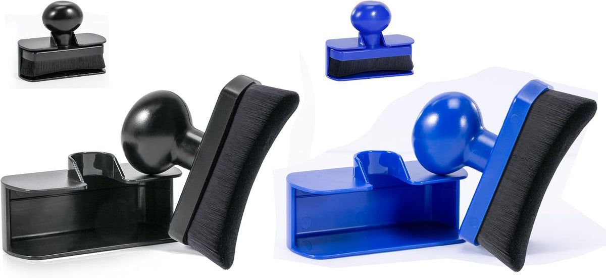 Car Tire Shine Applicator,Vegan Tire Shine Applicator with Curved Brush Head - Large Automotive Tire Dressing Applicator Brush with Storage Stand for Tire Detailing, 3.6 Inch -2pcs (Black&Blue)