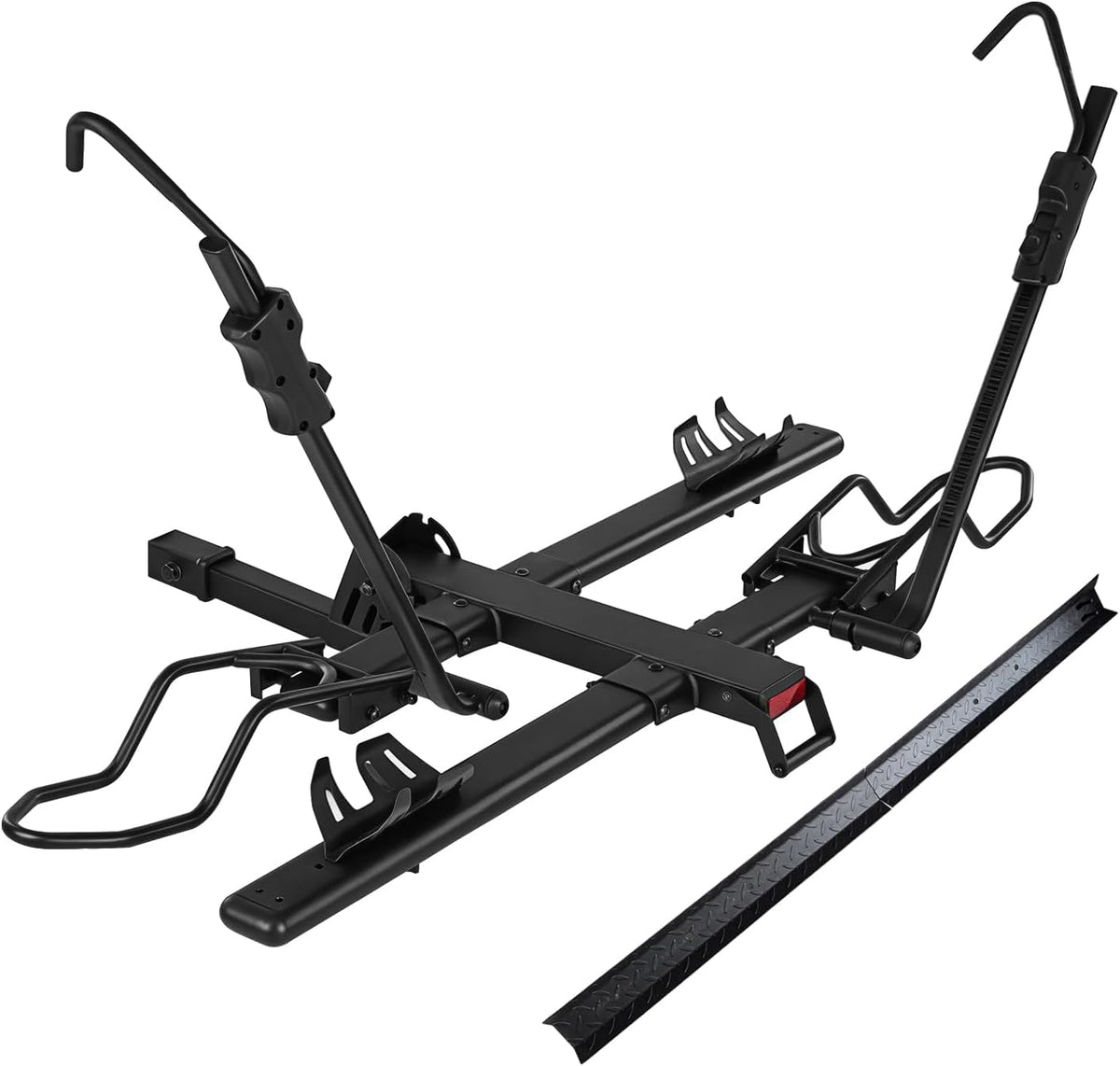 MEEVIZ Ebike Rack with Ramp for Tow Hitch, 200lbs Capacity for Heavy Duty Electric Bike Fat Tire, Smart Tilting & Foldable Platform Carrier for Car, SUV, Truck, Van with 2" Receiver