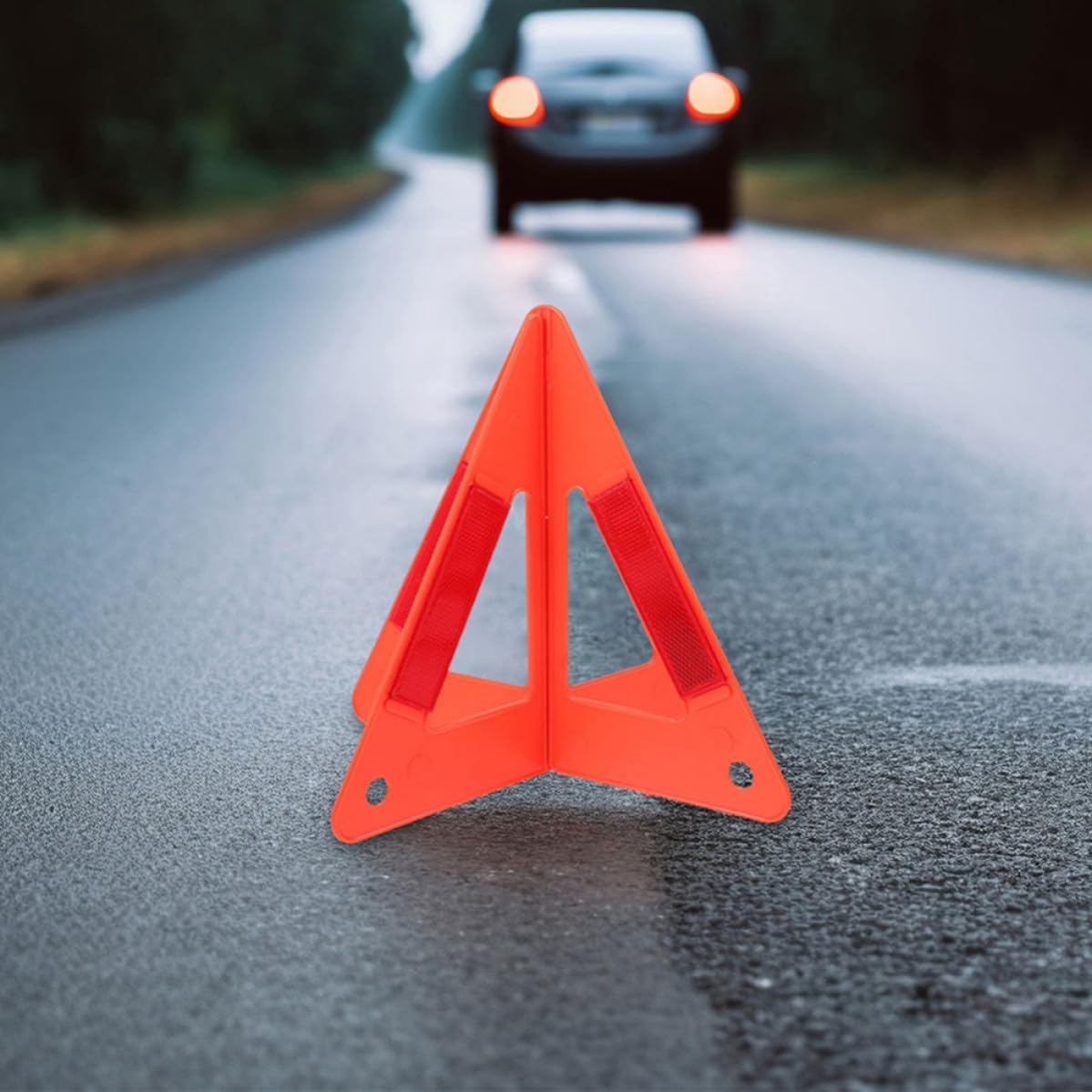5pcs Car Triangle Warning Sign, High Reflective Red Plastic