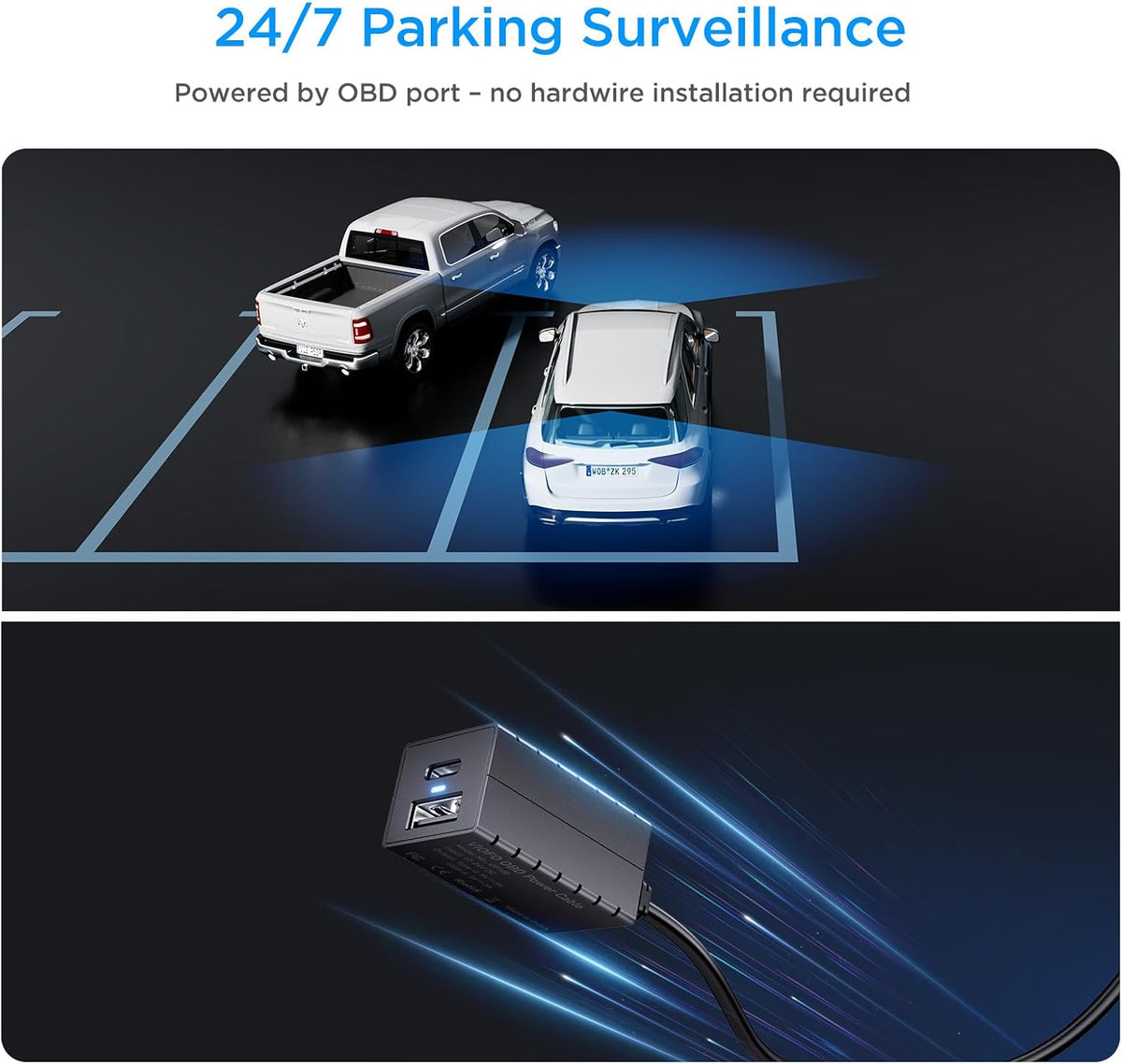 VIOFO OP100 OBD-II Constant Power Cable for Dash Cam, Type-C USB Port