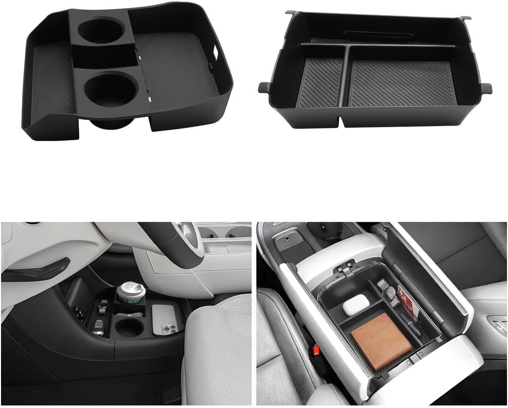 LUWU 2026 2027 Palisade Accessories for 2026 2027 Hyundai Palisade Accessories Palisade LX3 Lower Center Console Organizer, Armrest Console Tray Storage Box Black 2-Pack (Only for 7-Seat)