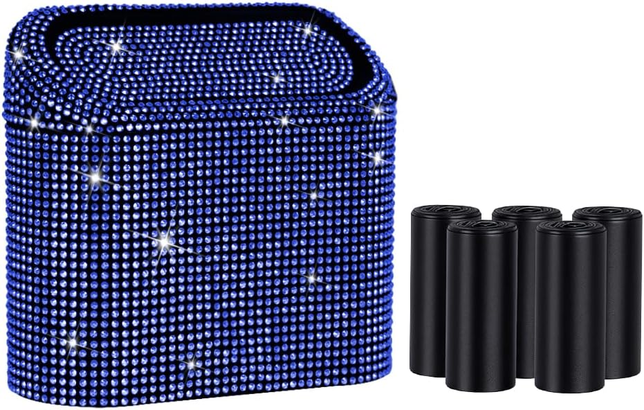 eing Car Trash Can with Lid, Mini Vehicle Trash Bin Car Dustbin Garbage Organizer,Bling Crystal Automotive Garbage Can Bin Trash Container for Auto Cars, Home, Office,Purple