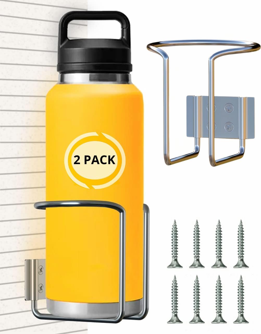Skywin Large Cup, Water Bottle & Tumbler Holder Organizer (Screw Mount)- 2 Pack – Heavy-Duty Stainless Steel Drink Holder for Boats, Trucks, Cars, RVs & Yachts, Fits Large Tumblers, Bottles & Cans