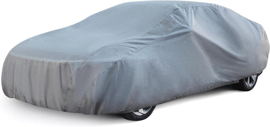 Season Guard Sedan 205" Car Cover, Dustproof Lightweight Indoor & Outdoor | Breathable polypropylene layer, fits sedans up to 205", includes storage bag & antenna patch, elastic hem for secure fit