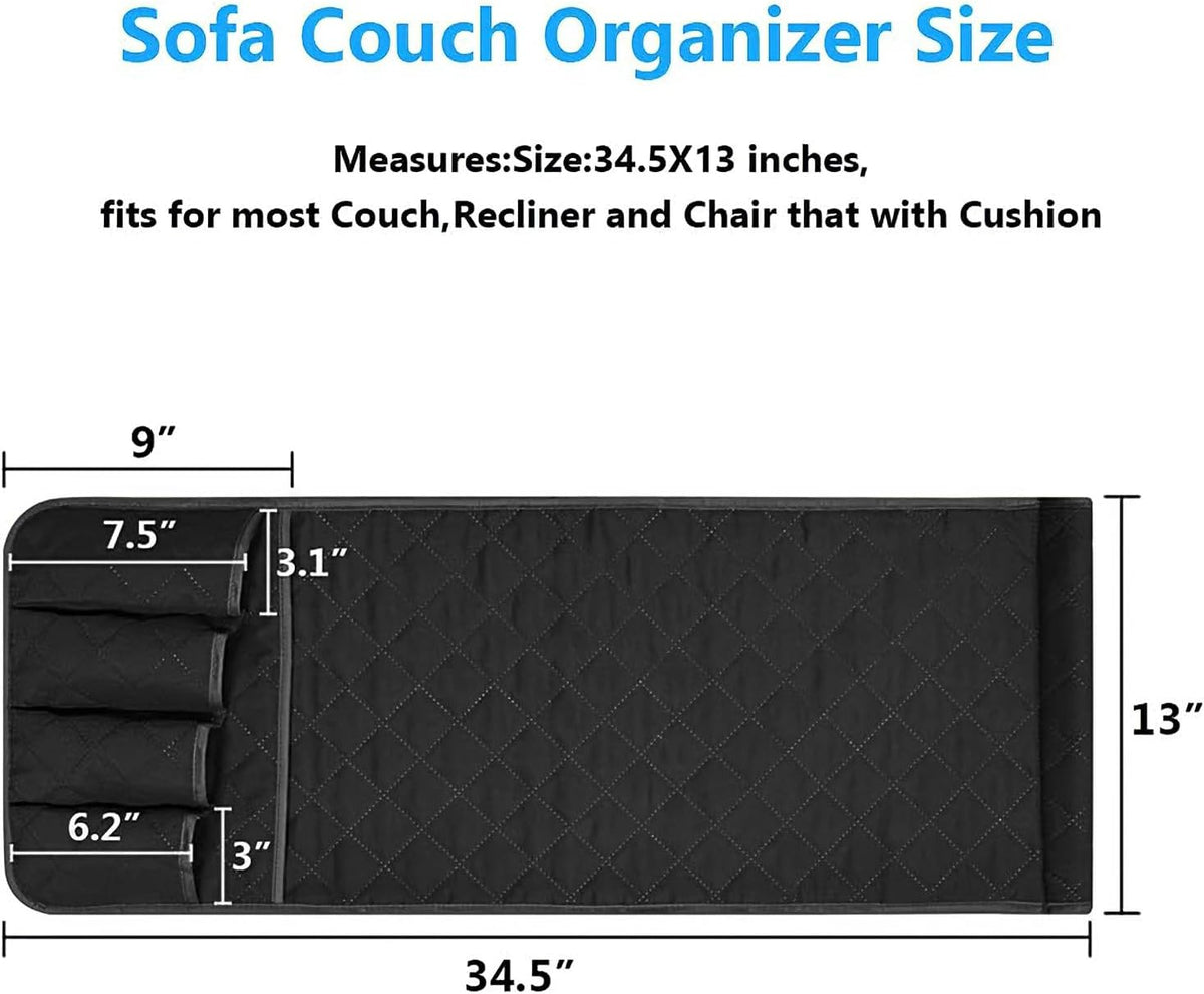 Armchair Caddy for Recliner, Non Slip Sofa Arm Organizer, Black
