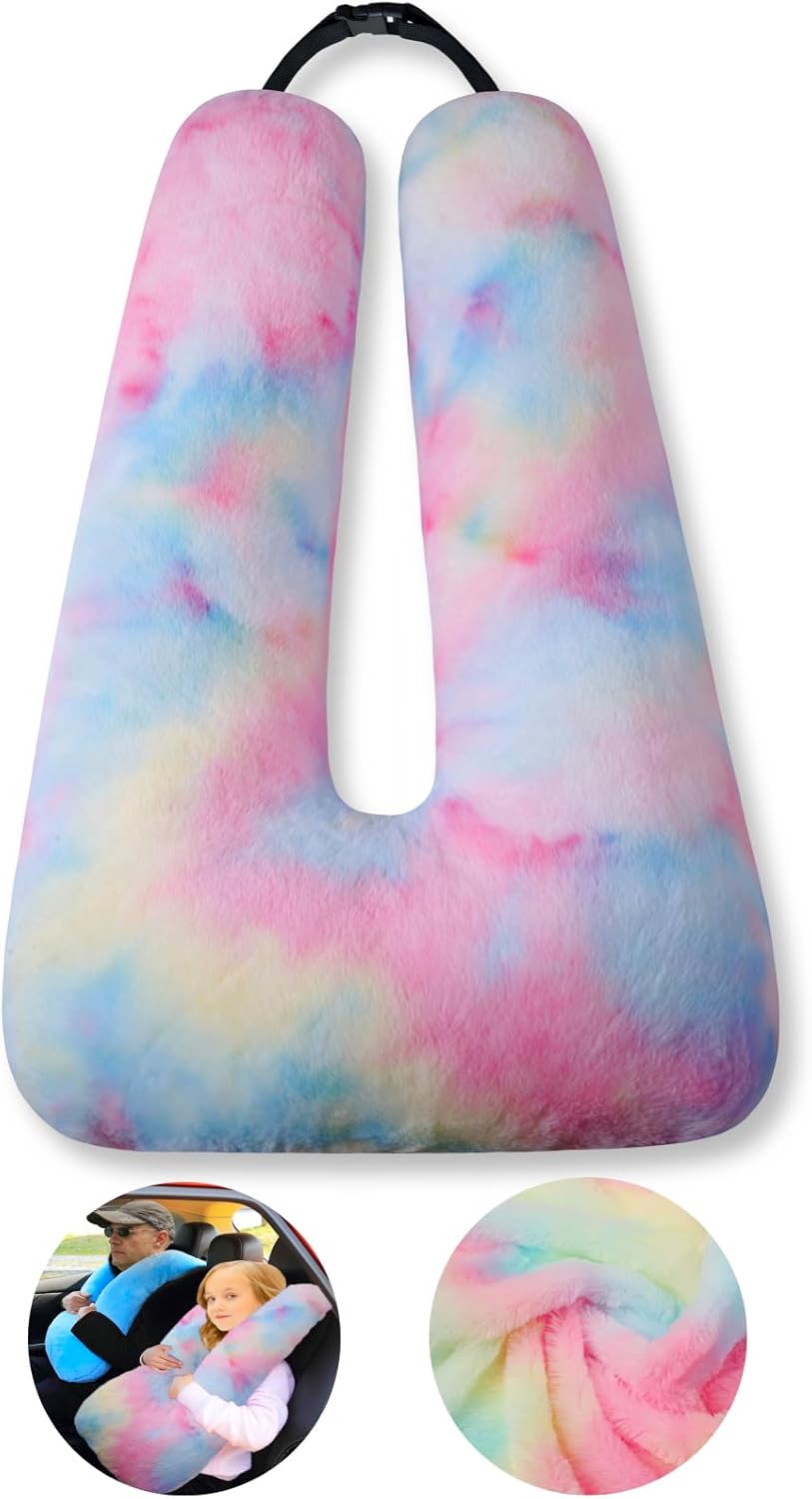 FHSGGP Travel Pillow Cushion for The Back Seat of Car Car Pillow | for Kids A Sleeping Artifact Suitable for Long-Distance Travel of Adults and Children Travel Pillow for Kids Pink
