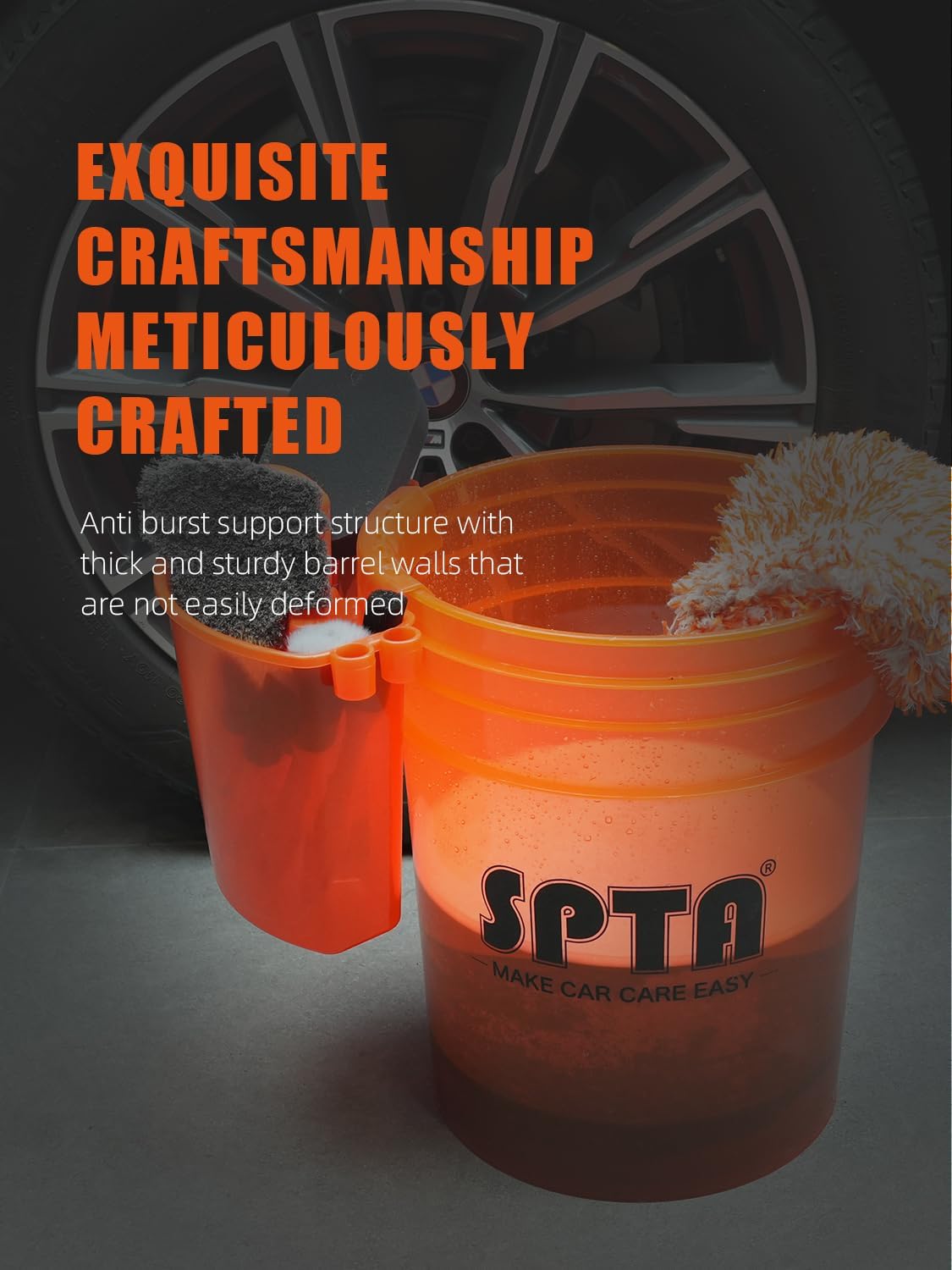 SPTA 33Pcs Car Wash Bucket Set, 20L Scratch Free Detailing Bucket with Car Wash Filter Wash Mitt Sponge Towels Tire Detailing Brush Set, Exterior Interior Car Detailing Set, Complete Car Care Tools