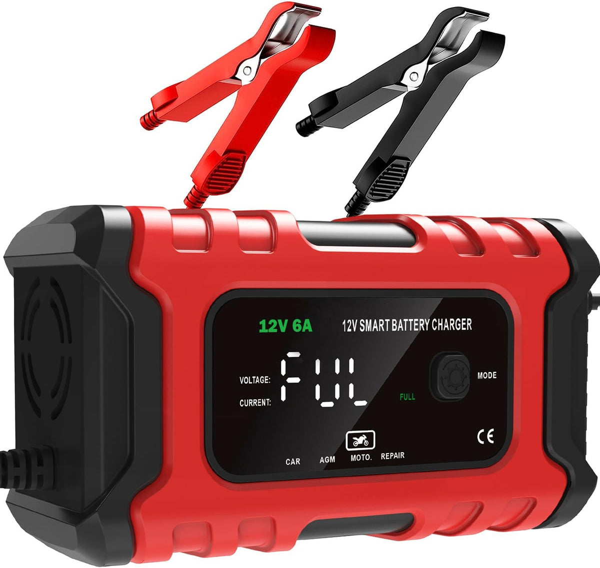12V 6-Amp Battery Charger, Smart Trickle Charger Maintainer, Battery Repair