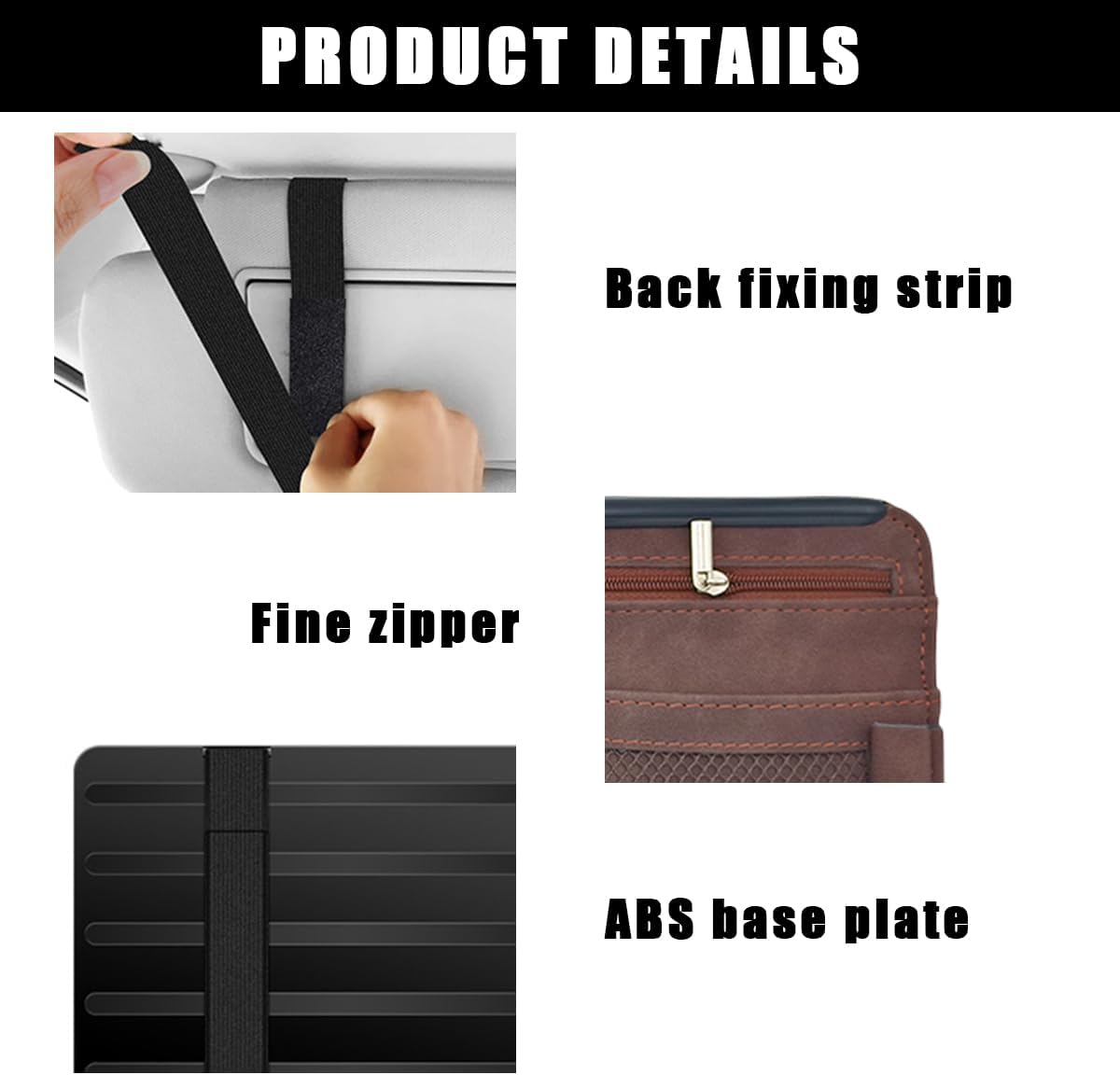 Yourkar Car Sun Visor Organizer, Soft Leather Surface Eyeglasses Note Card Holder Car Storage Bag, Scratch-Resistant Waterproof Auto Sunshade Organizer Bag, Car Accessories (Brown)