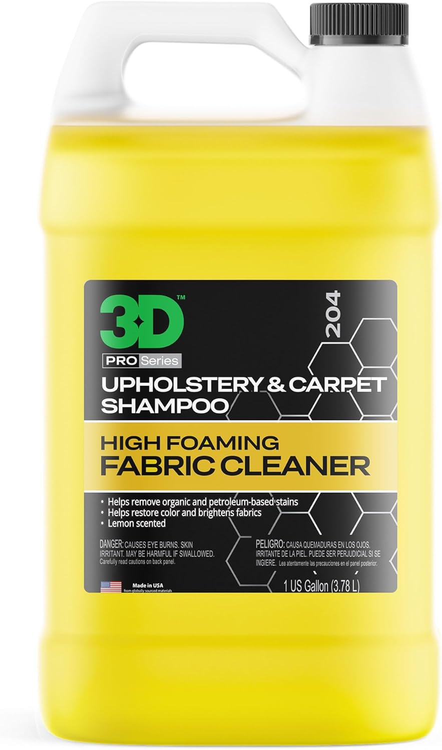 3D Upholstery & Carpet Shampoo - High Foam Stain Remover & Odor Eliminator Shampoo 16oz.
