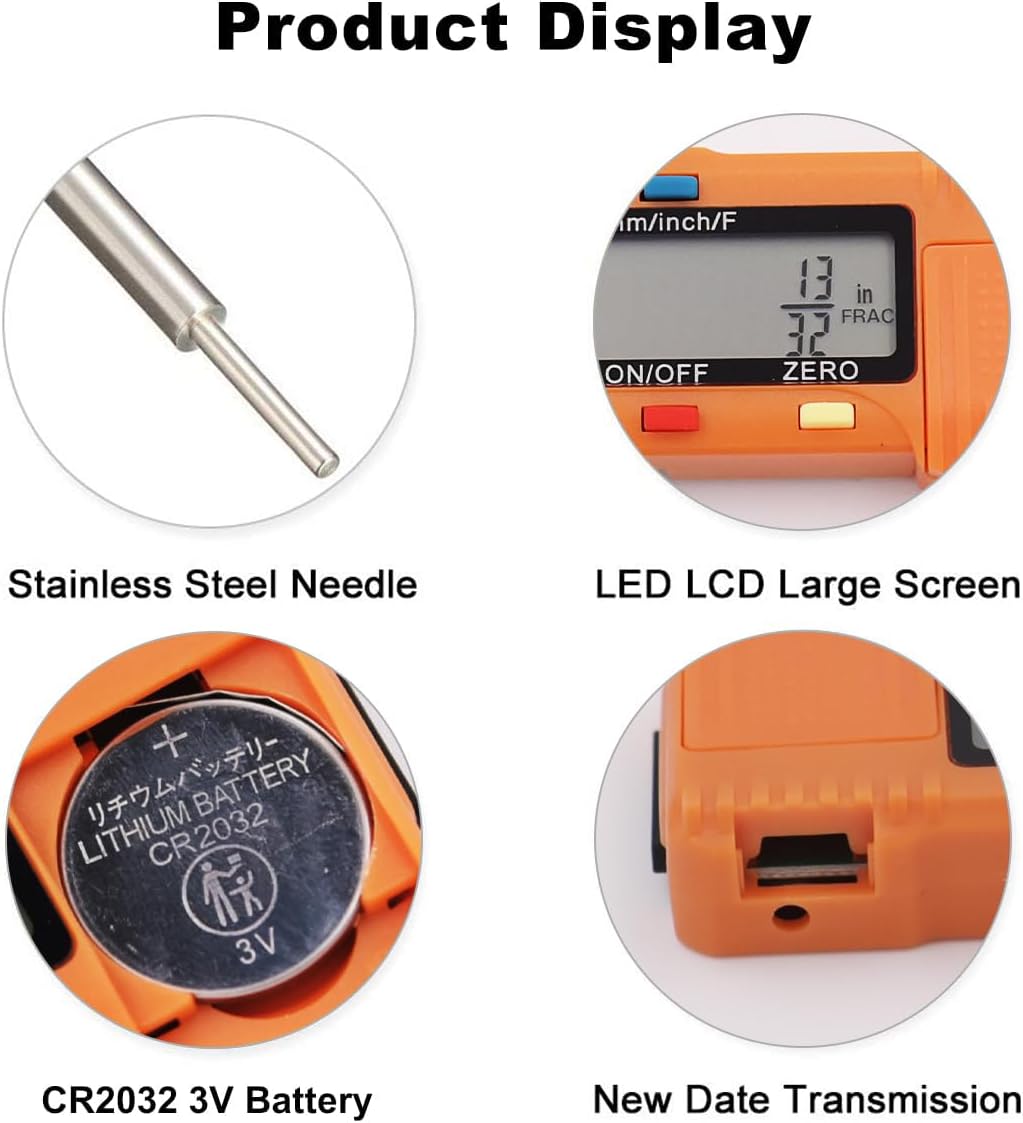 SAFELIFE Digital Tire Tread Depth Gauge, 3 Modes-Fractional Inch, Decimal Inch and Millimeter, Zeroable Tire Tread Depth Gauge for Motorcycles,Cars,Trucks Accurate Tyre Tread Depth Gauge-Orange