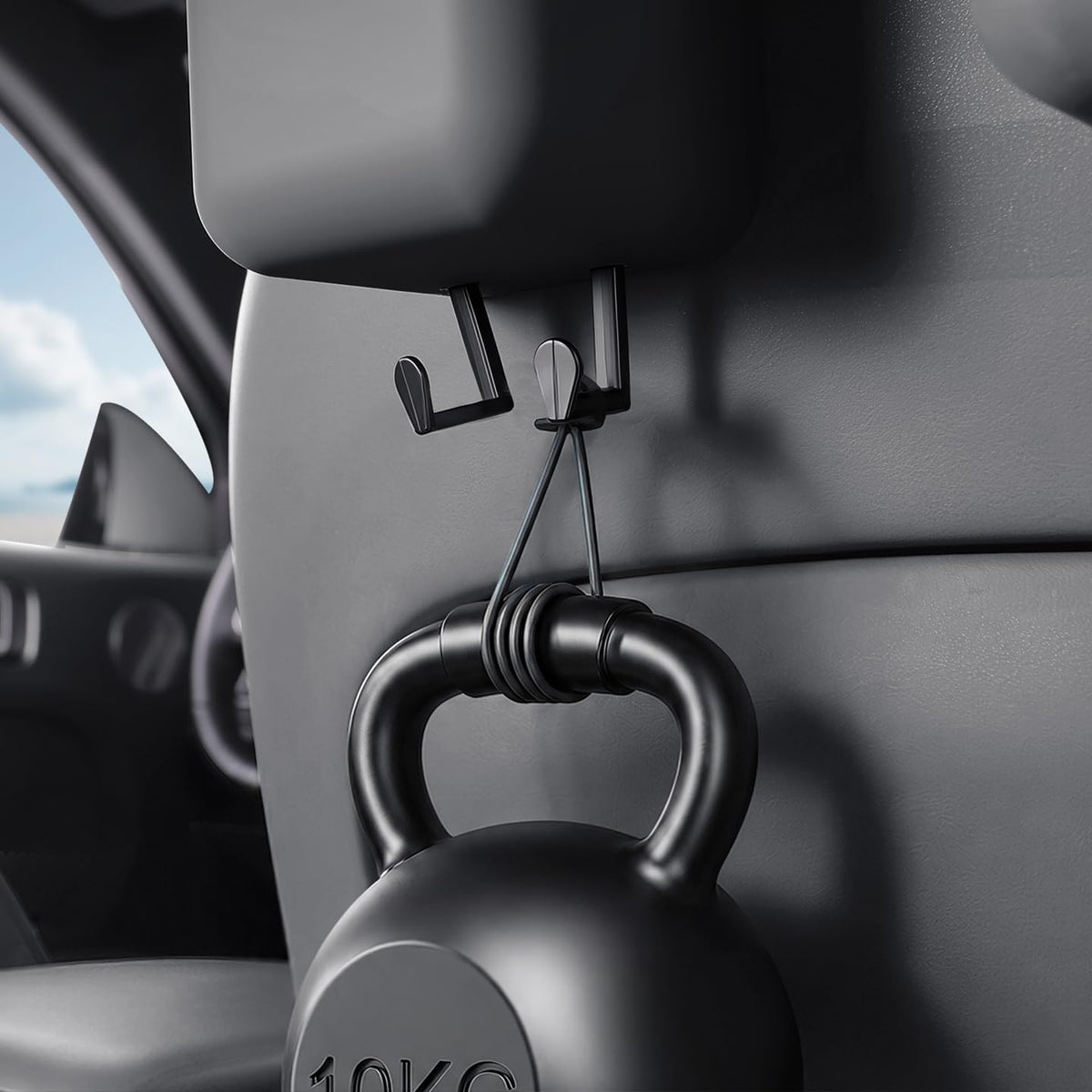 Car Backseat Cup Holder with Headrest Hooks (1PCS Black)