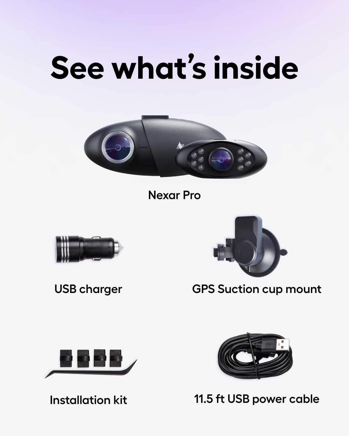 Nexar Pro Dash Camera for Cars | Compact Dash Cam Front and Inside View with Night Vision & 24/7 Parking Mode | Full HD Dashboard Camera with WiFi Wide Angle Views (128 GB)