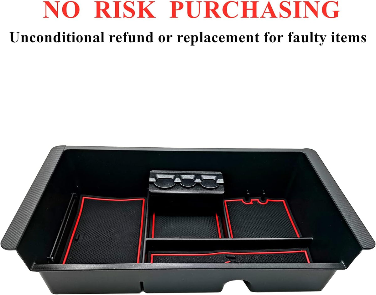 Center Console Tray Organizer Compatible with 2014-2018 GMC Sierra Accessories, (2015-2020) Yukon/Chevy Tahoe Silverado Suburban, Armrest Storage Box Replaces 22817343 (Red)