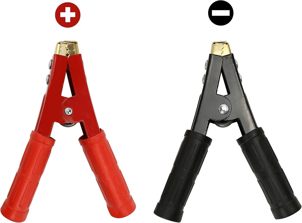 2PCS Battery Jumper Cable Clamps, Alligator Clip Jumper Cable End Boost Clamp Set - Heavy Duty Pure Copper Car Battery Clamps 1000A Capacity, Insulated Parrot Clips Red & Black