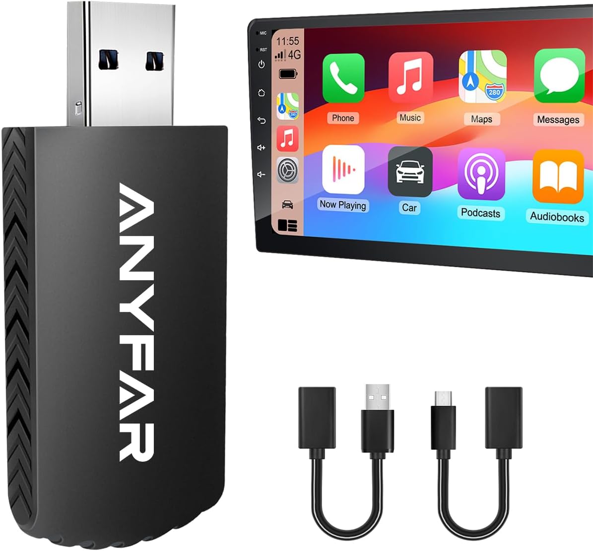 A4 Pro Wireless CarPlay Android Auto Adapter with Cooling Vents