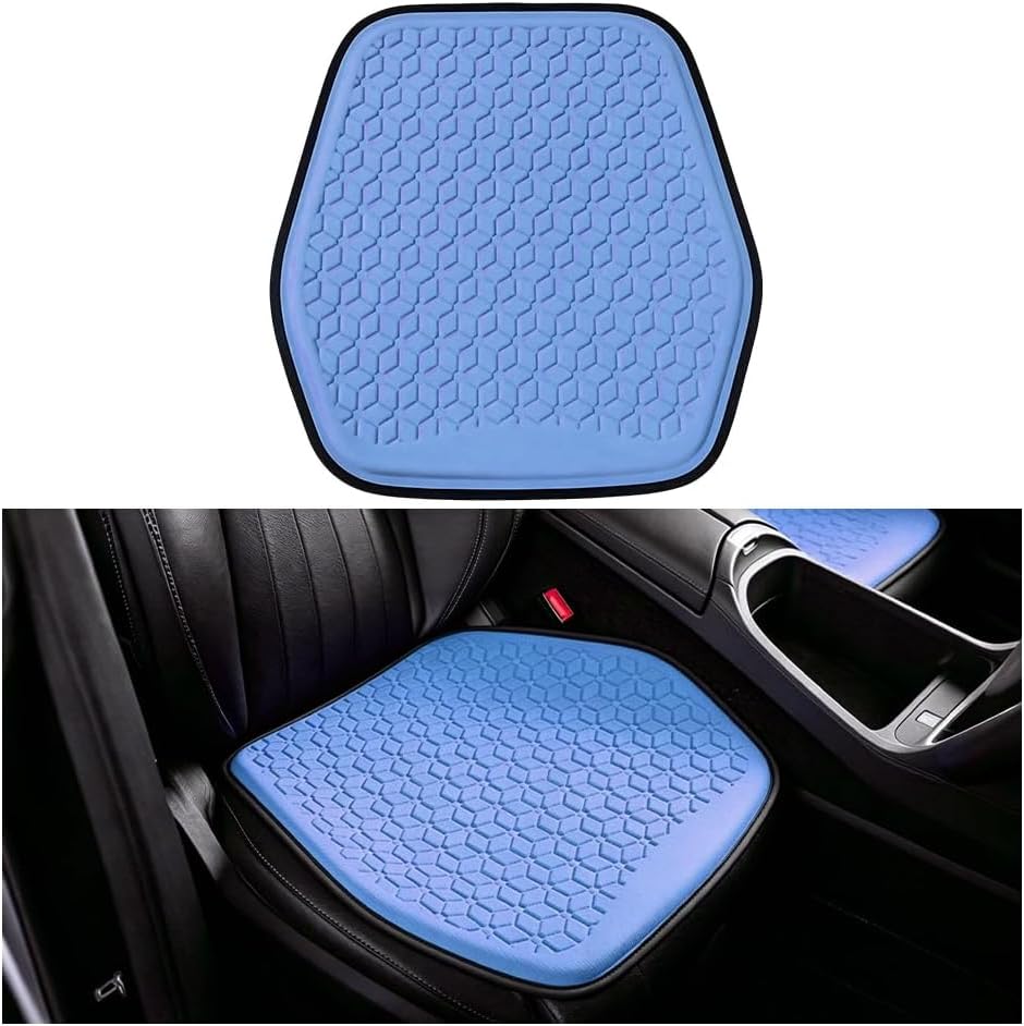 Zpana Gel Car Seat Cushion, Non-Slip & Comfortable Automotive Chair Protector Pad for Driving, Breathable Vehicle Interior Mat Cover Accessories, Universal Fit (Dark Blue)