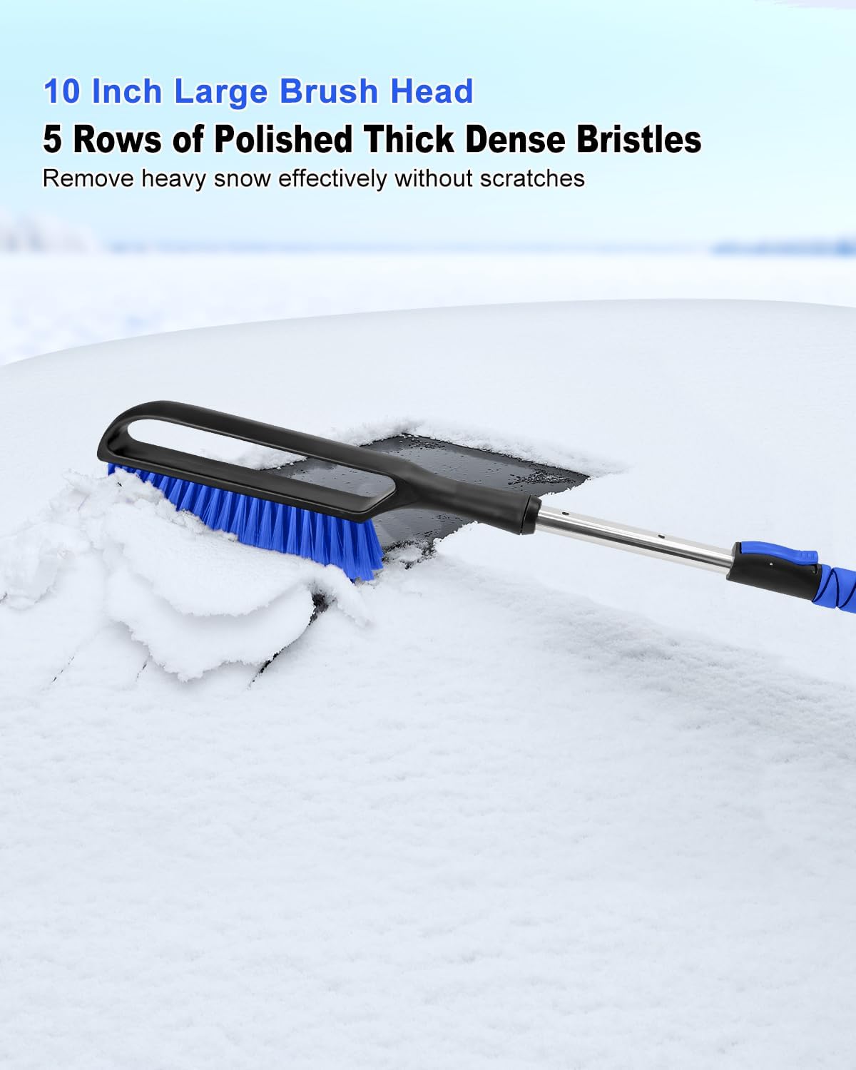 SEAAES 35.5 Inch Extendable Snow Brush for Windshield Ice Scraper - Blue