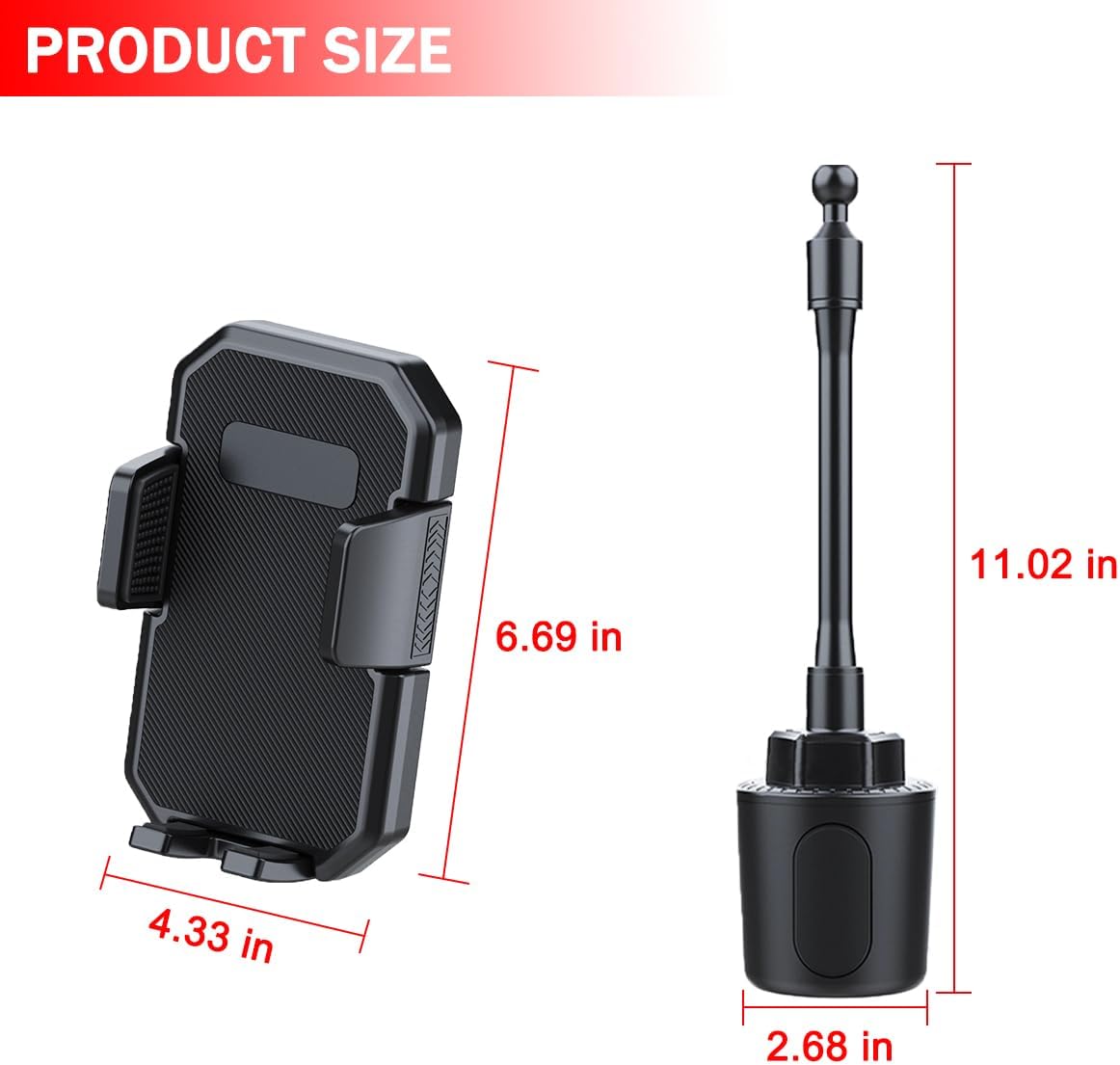 Osilly Car Cup Holder Phone Mount, 2 in 1 Adjustable 360° Rotation Vehicle Cellphone Cradle with Expandable Base, Shockproof Auto Smartphone Hanger, Universal for SUV, Truck, RV