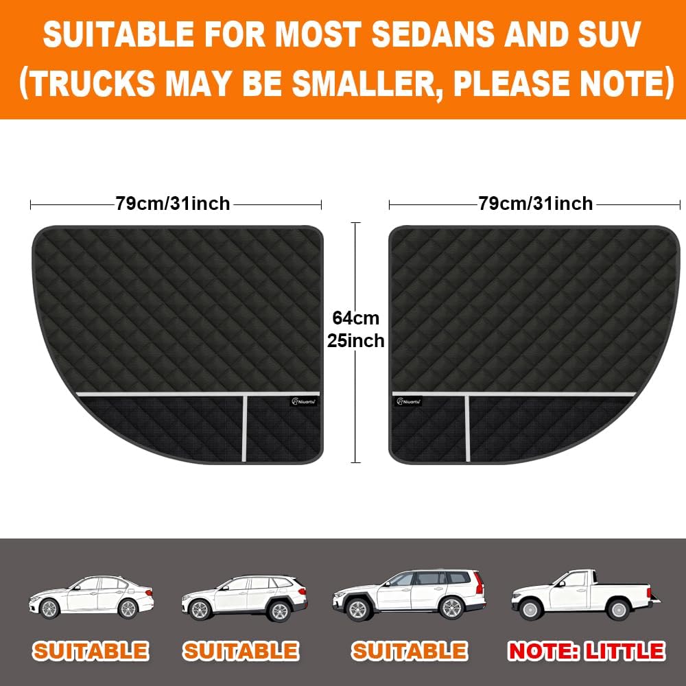 Dog Car Door Protector, 2 Pcs PU Leather Pet Car Door Cover, Waterproof & Scratch Resistant Dog Car Door Guard with Insert Flap Secure Fixation for SUV, Truck, Sedan