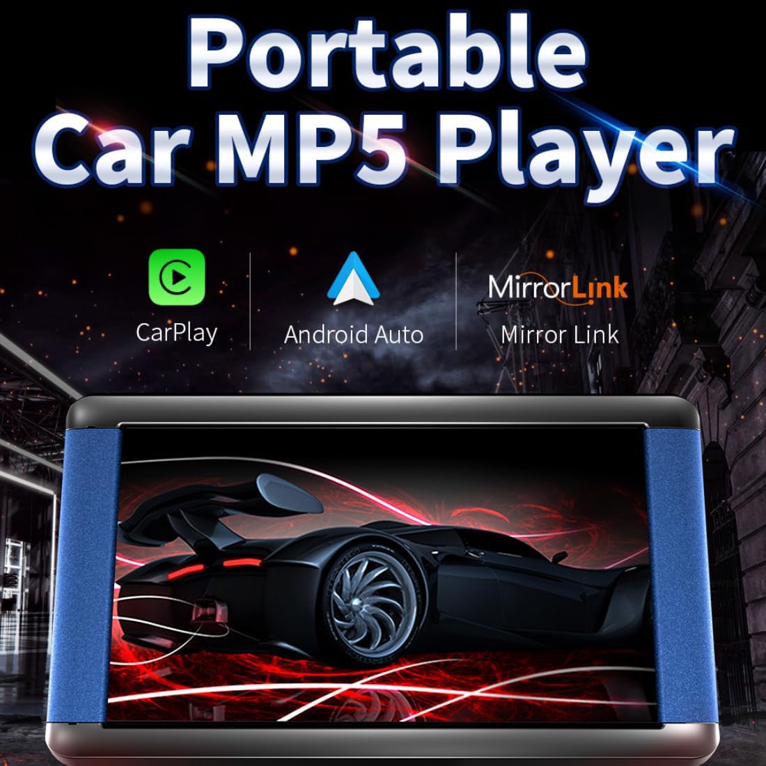 Portable Wireless CarPlay & Android Auto Screen for Car, 7" HD Touchscreen Car Stereo with Backup Camera Mirror Link, Bluetooth 5.0, FM Transmitter, AUX/Type-C Interfaces & Reversing Input