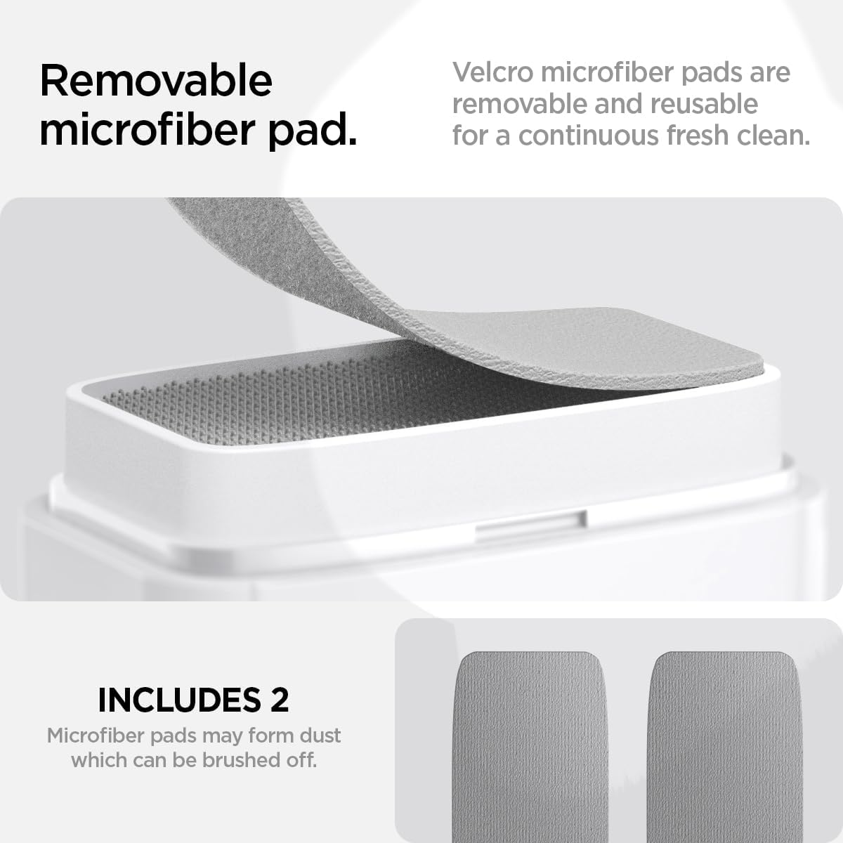 Spigen EZ Slide & Brush Screen Cleaner for Car (White) with 2 Pack Magnetic Vegan Leather Sunglass Holder for Car Sun Visor (Gray)