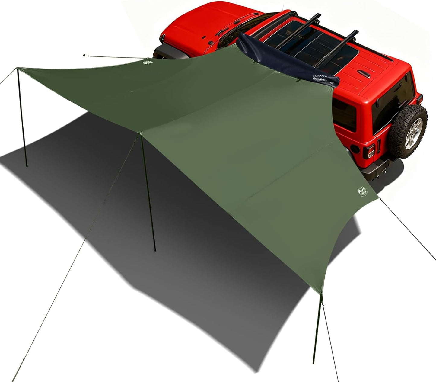 TIMBER RIDGE 19x9.8ft Retractable Vehicle Awning with Blackout Coating Roof Rack Pull-Out Sun Shade Overland Camping, Waterproof Sun Shelter for Car/Truck/Jeep/SUV/Van Green