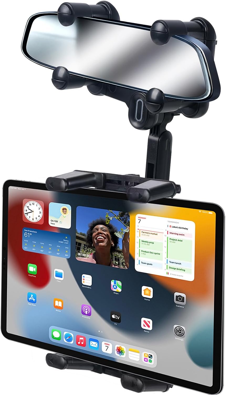 kelofam Phone Mount for Car,Car Rear View Mirror Phone Holder, Multifunctional 360°Rotatable and Retractable Tablet Holder for Car，Suitable for iPhone,iPad,Samsung Z Fold 7 6 5, All Foldable Phones