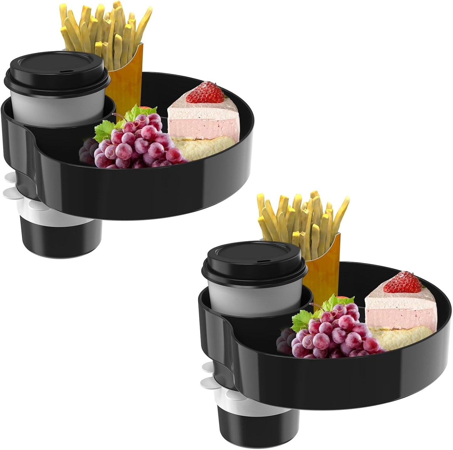 [2 Packs] Kids Car Seat Tray, Travel Tray with Cup Holder for Toddler Baby, Kids Car Seat Food Snack Organizer for Road Trip, Stroller snack tray travel must haves - Black