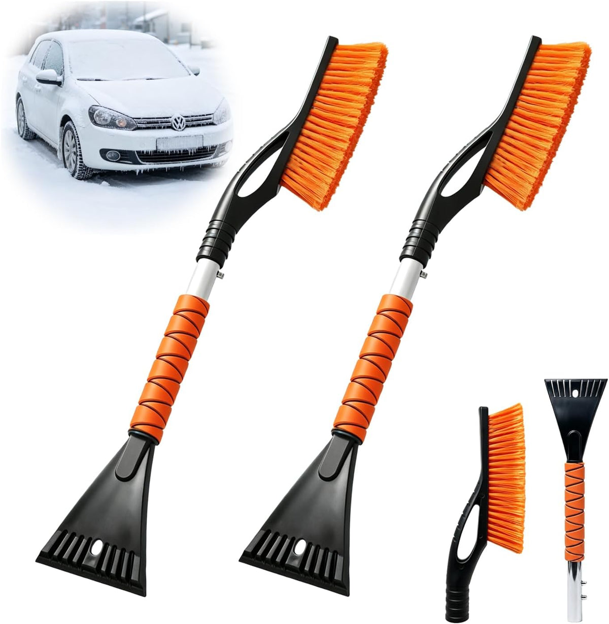 2 Pack Snow Brush, Portable Ice Scrapers for Car Windshield 25"