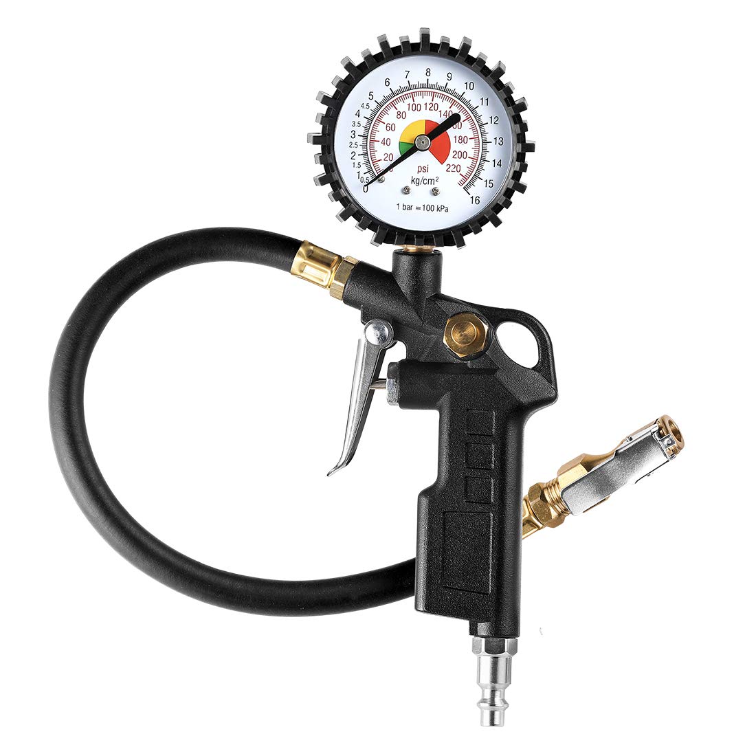 CZC AUTO Tire Inflator Deflator Air Pressure Gauge with Rubber Hose