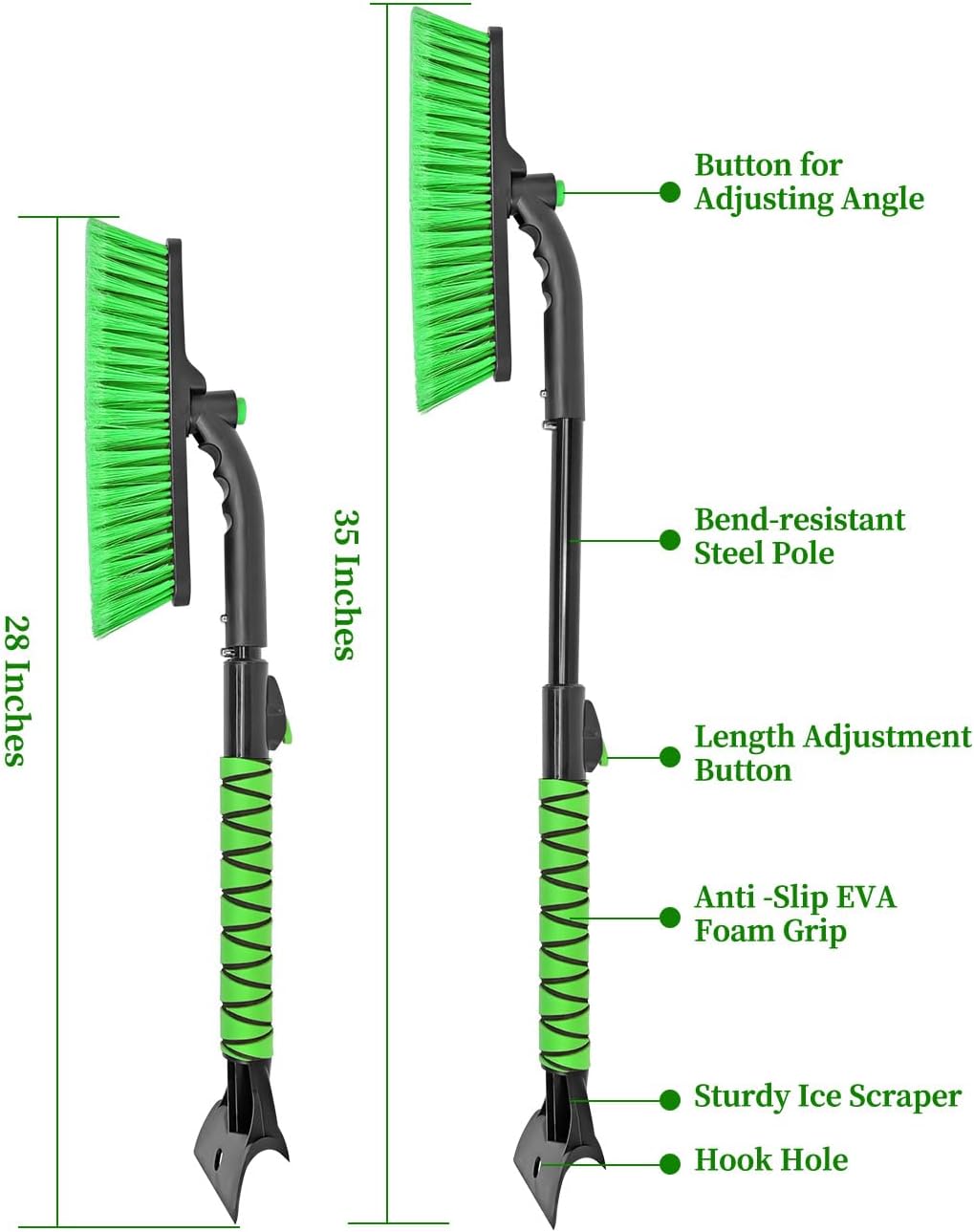 SEAAES Car Ice Scraper and Brush, Extendable Snow Brush for Windshield