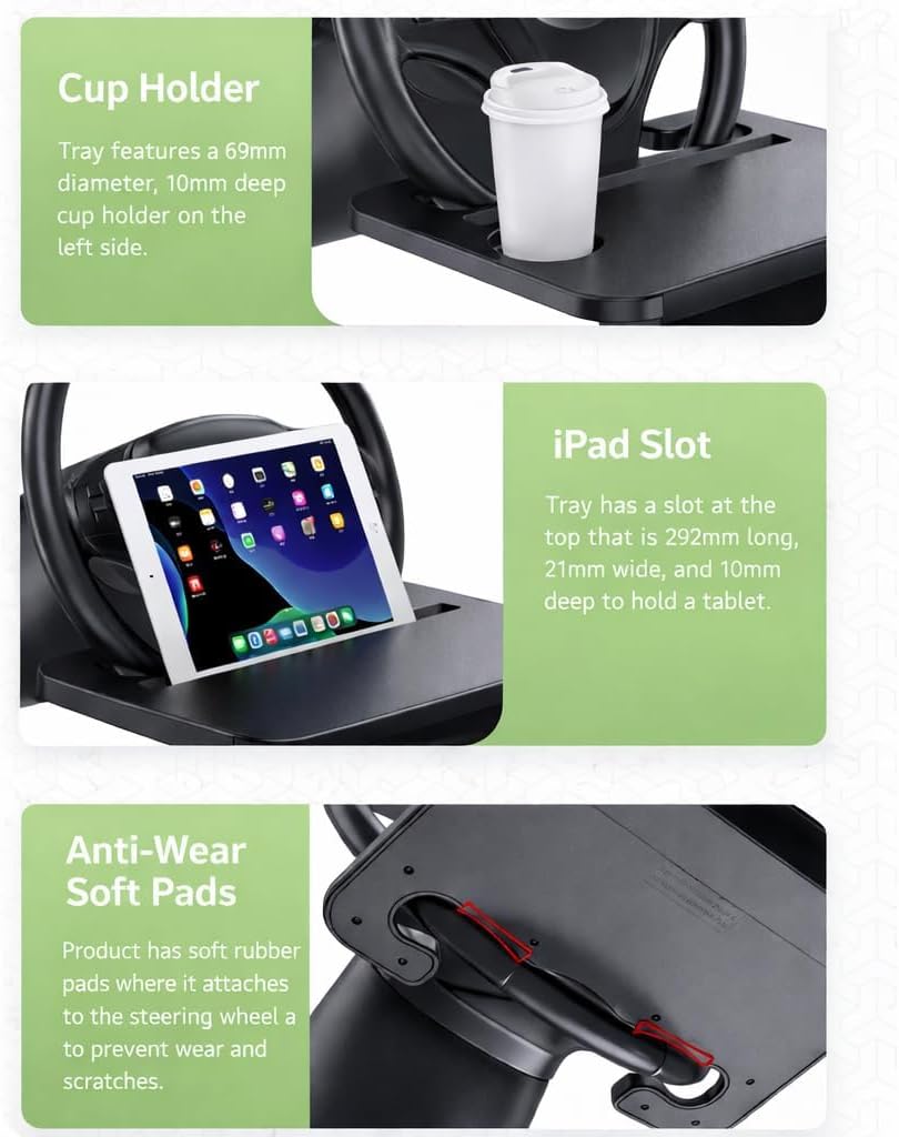 Steering Wheel Tray Compatible with Tesla Model 3/Y, 14-15.5"