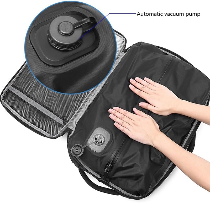 45L Travel Backpack with Built-in Vacuum Seal Backpacks Exapandable Waterproof Air Compression System TSA Lock Carry-On Suitcase Luggage Laptop Bag Black