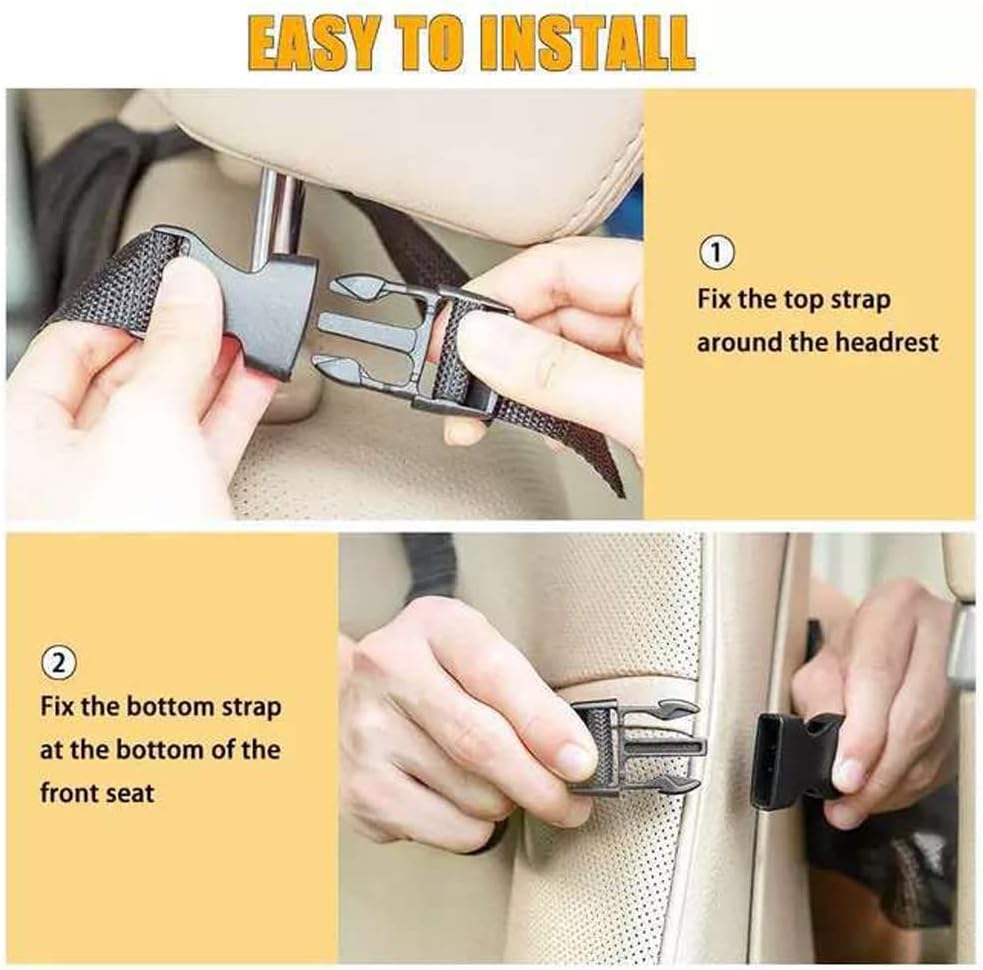 2 Pack Backseat Car Organizer & Kick Mat, Waterproof Seat Back Protector with Clear Pad/Tablet Holder, Universal Fit Car Organizer for Kids Travel Essentials & Storage for SUV/Truck/Sedan
