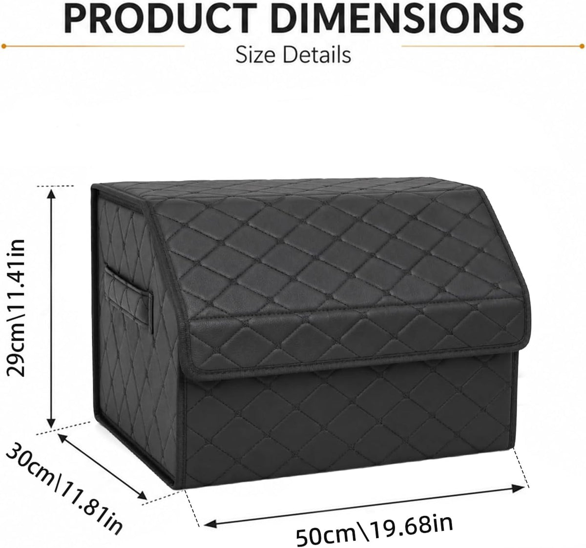 1Pack Leather Trunk Organizer for SUV & Sedans - Extra Large Foldable Car Storage Box with Lid, Adjustable Removable Dividers and Carry Handle, Collapsible Auto Cargo Organizer Black (1)