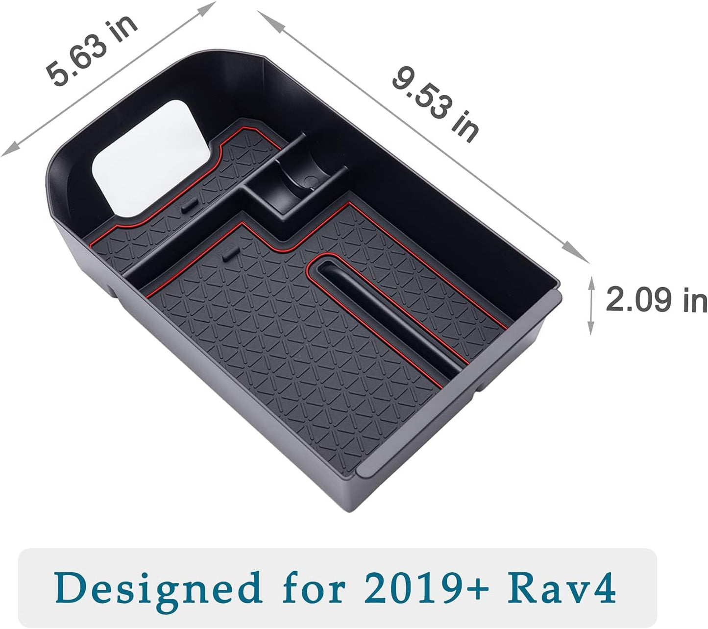 JDMCAR Center Console Tray Organizer Compatible with Toyota RAV4 Accessories 2019-2024 2025 and 2021-2025 RAV4 Prime, Armrest Insert Container ABS Material Secondary Storage Box-Red