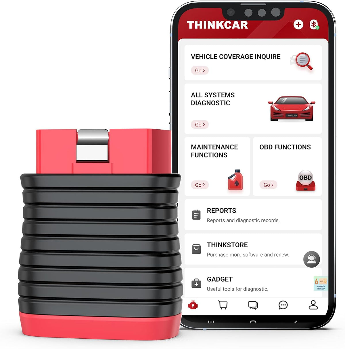 THINKCAR THINKDIAG BD6 OBD2 Scanner Bluetooth,Wireless All System Code Reader Diagnostic Tool for iOS & Android,5+ Hot Reset Bluetooth OBD2 Scanner for Car Check Engine Light, Lifetime Free Update