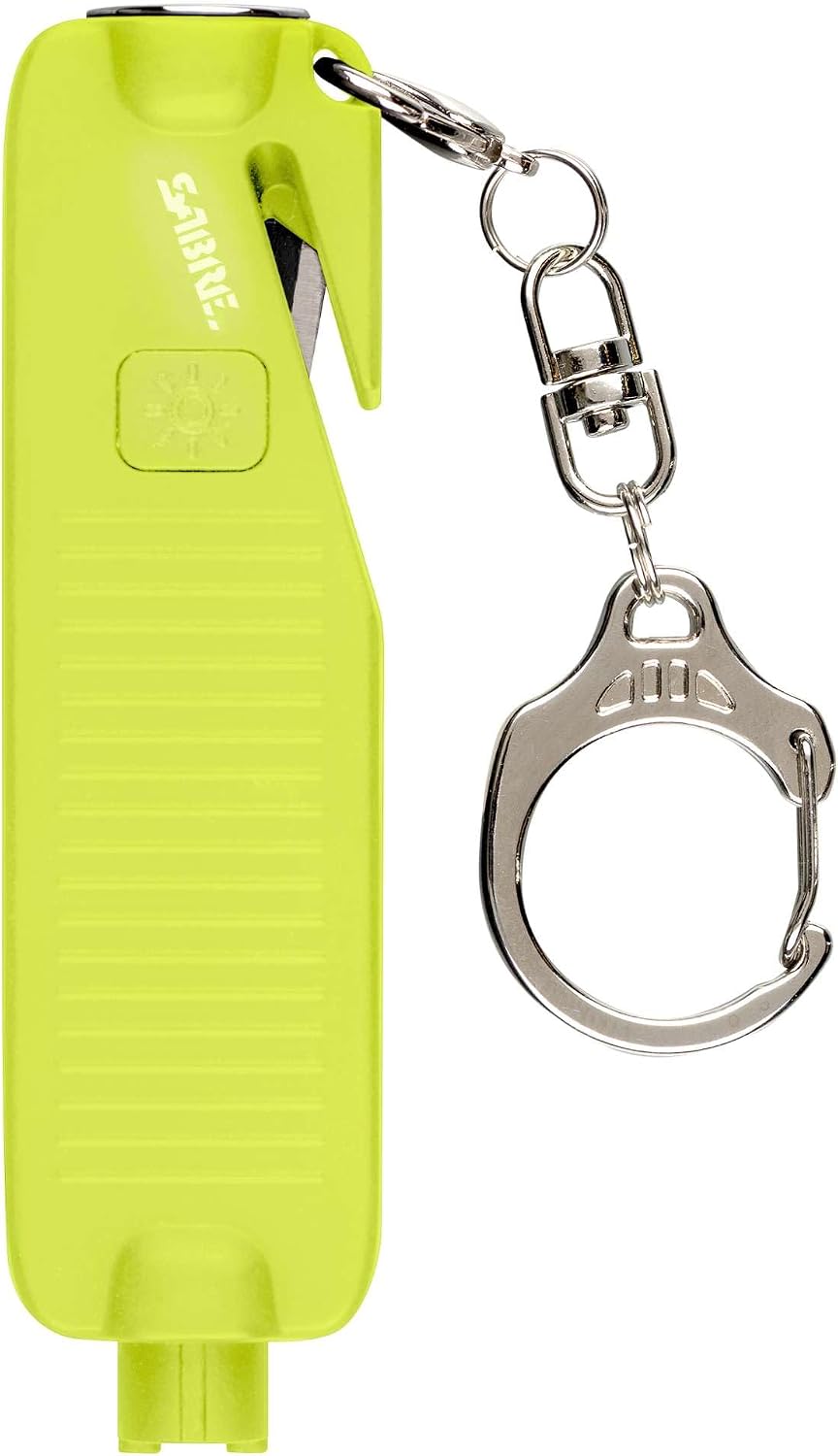 Sabre Safe Escape™ 3-in-1 Car Escape Tool for Car Safety with Spring-Loaded Window Breaker, No Swing Required, Seat Belt Cutter, LED Flashlight, Compact Auto Safety Tool for Emergencies