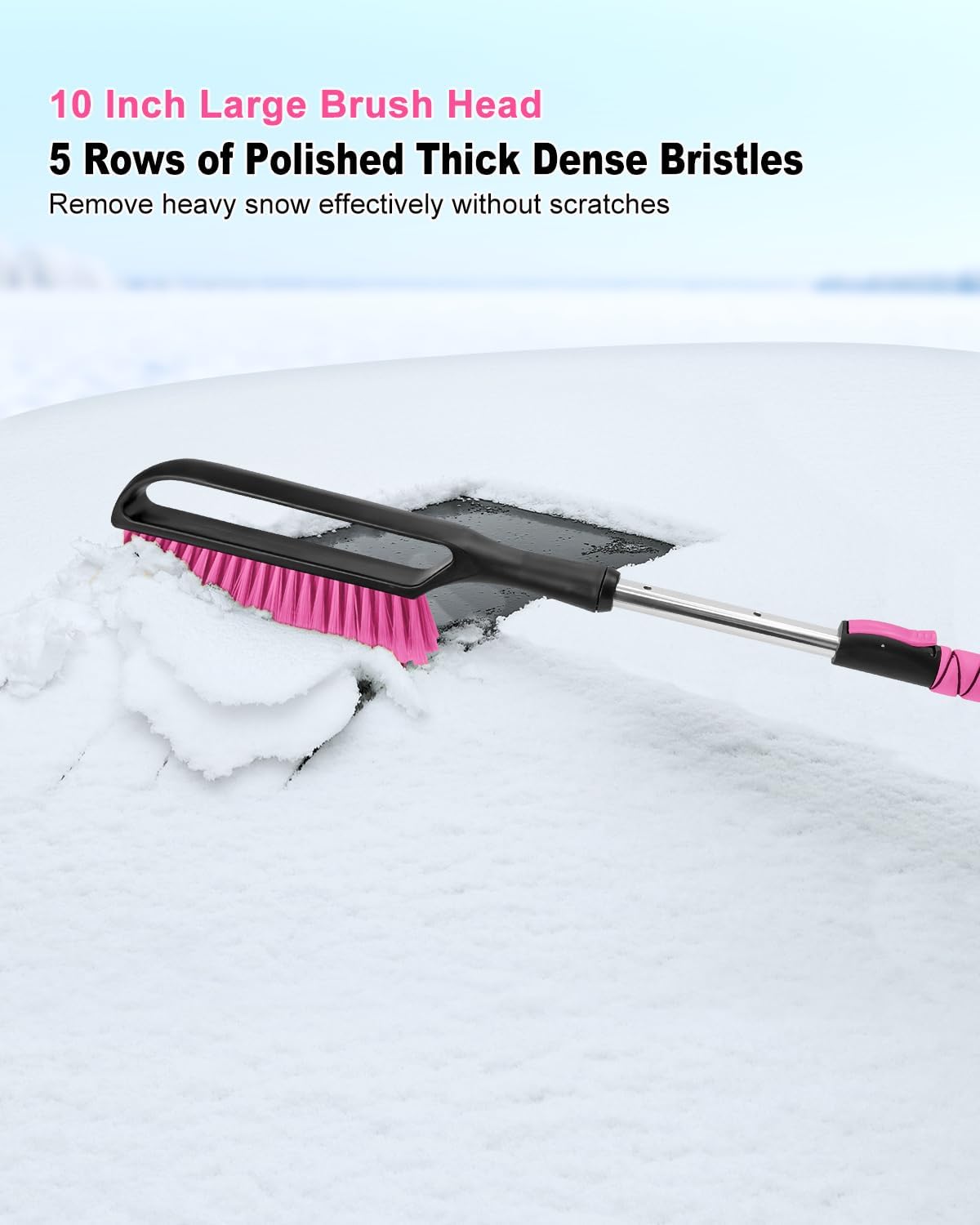 SEAAES 35.5 Inch Extendable Car Snow Brush, Windshield Snow Scraper - Pink