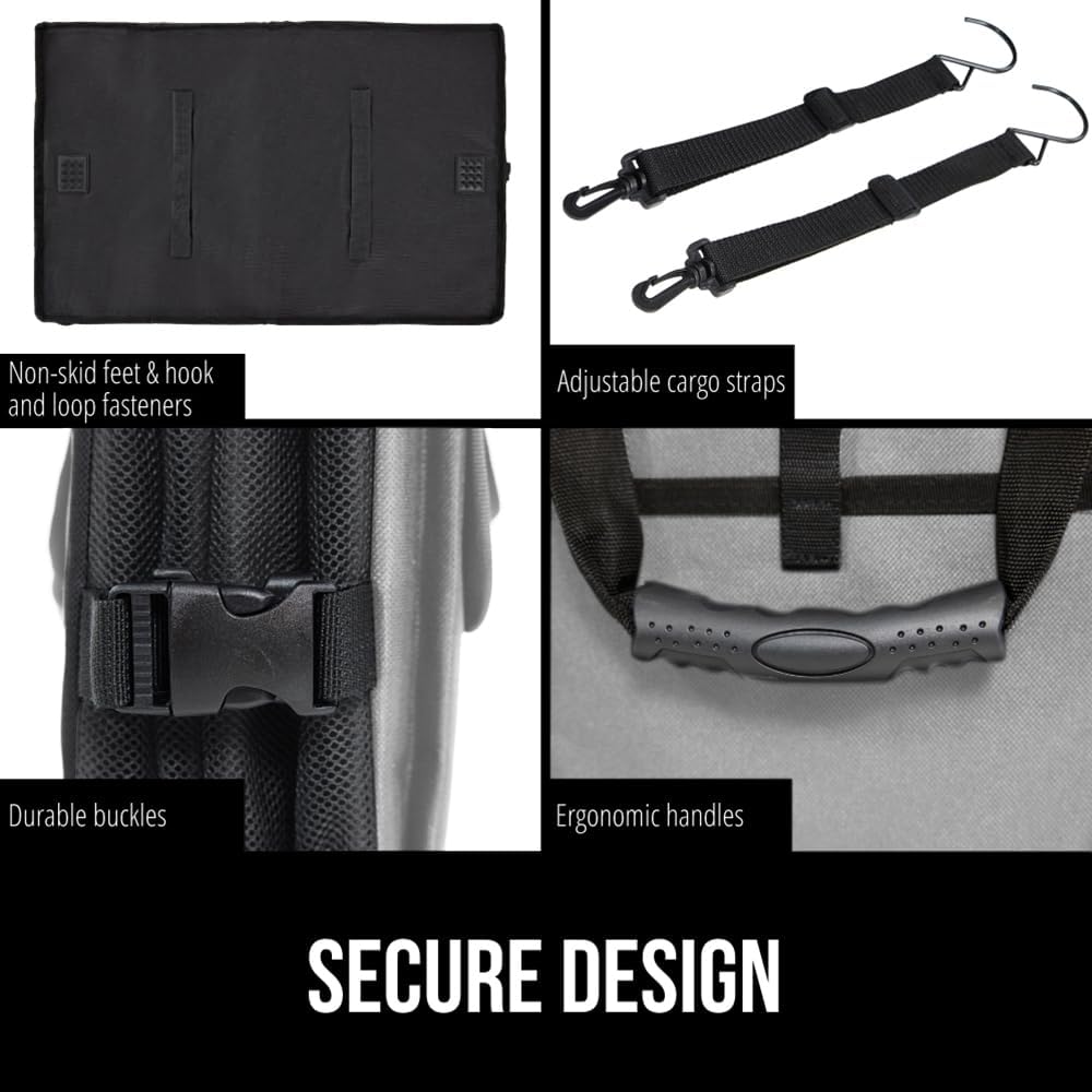 GORILLA GRIP Trunk Organizer for SUV and Cars, Large Capacity Collapsible Car Trunk Storage Organizer, Heavy Duty Car Accessories, Gifts for Mom and Dad, Slip & Water Resistant Multi Compartment Gray