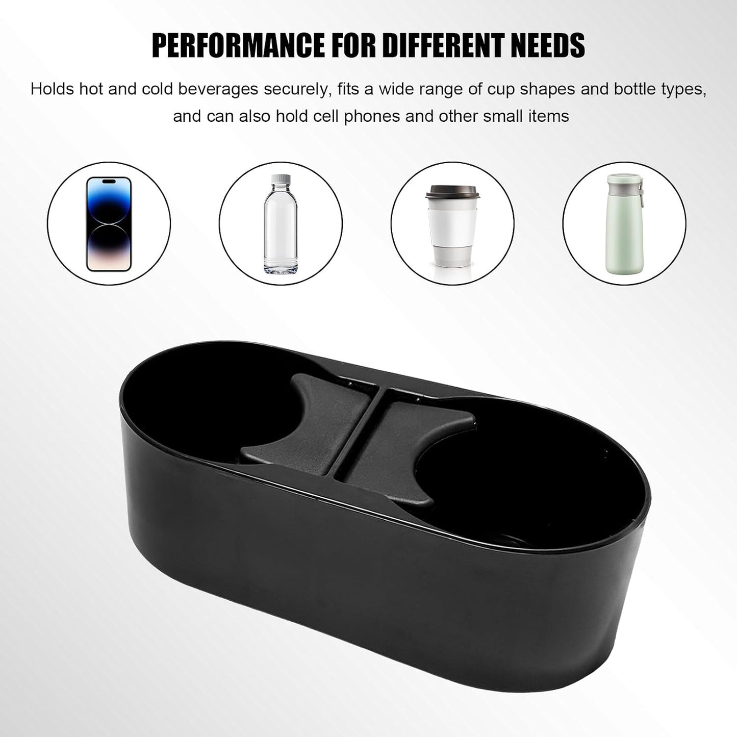 Car Cup Holder, Auto Double Drink Holder Multifunctional Center Console Organizer, 3 x 7 x 2 inches Front Seat Beverage Organizer Interior Cup Holders for Cars SUVs Trucks (Plastic)