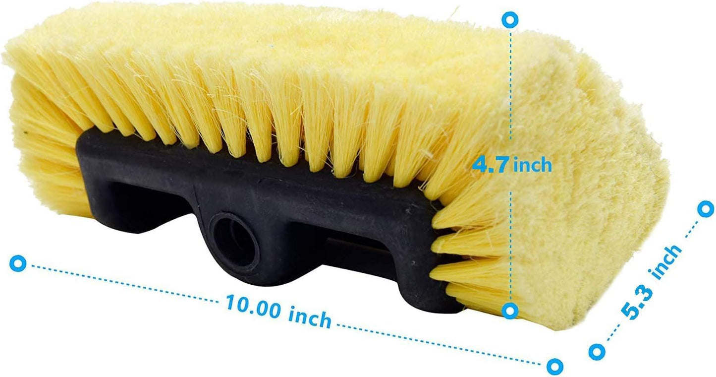 CARCAREZ 10" Car Wash Brush Head with Soft Bristle for Auto RV Truck Boat Camper Exterior Washing Cleaning, Yellow (1, 10" PRO MAX)