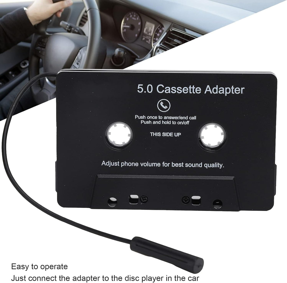 Car Audio Bluetooth 5.0 Cassette Receiver, Cassette Bluetooth Adapter for Car Tape Player, Wireless Cassette Aux Adapter with Hands-Free Calling, Universal Compatibility for Smartphones, Tablets