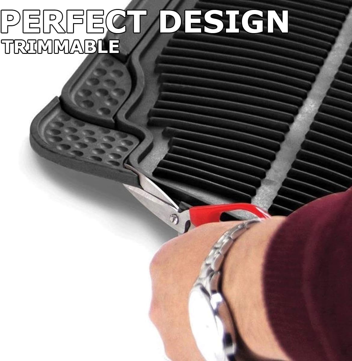 Vaygway Car Floor Mat Runner - Rubber Rear Floor Mat Liner - Black Back Seat Liner - Auto Trimmable Universal Fit Rug for Vehicle