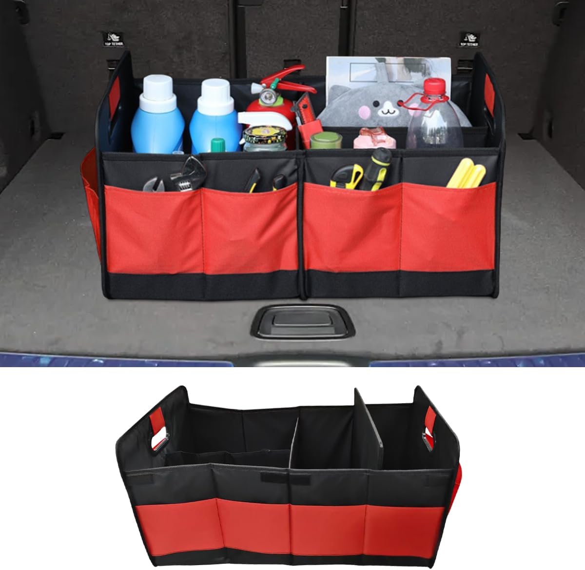 Car Trunk Organizer, 65L Collapsible Auto Storage Box (Black)