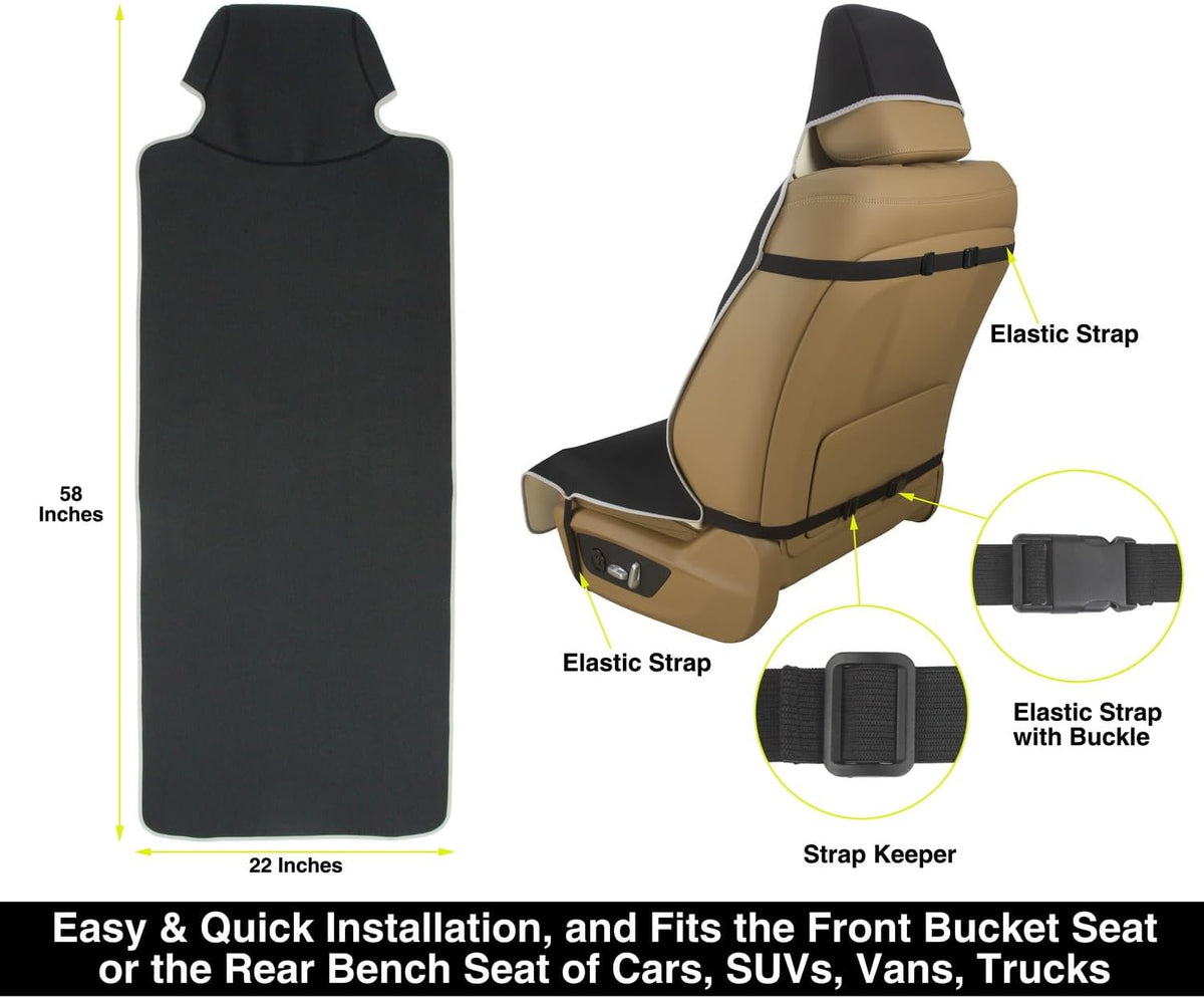 VSHIELD Waterproof Neoprene Car Seat Cover, Sweatproof Non-Slip Seat Protector, Universal Fit for Front Bucket or Rear Bench Seat of Cars, SUVs, Vans, Trucks, Compatible with Airbags and Armrests