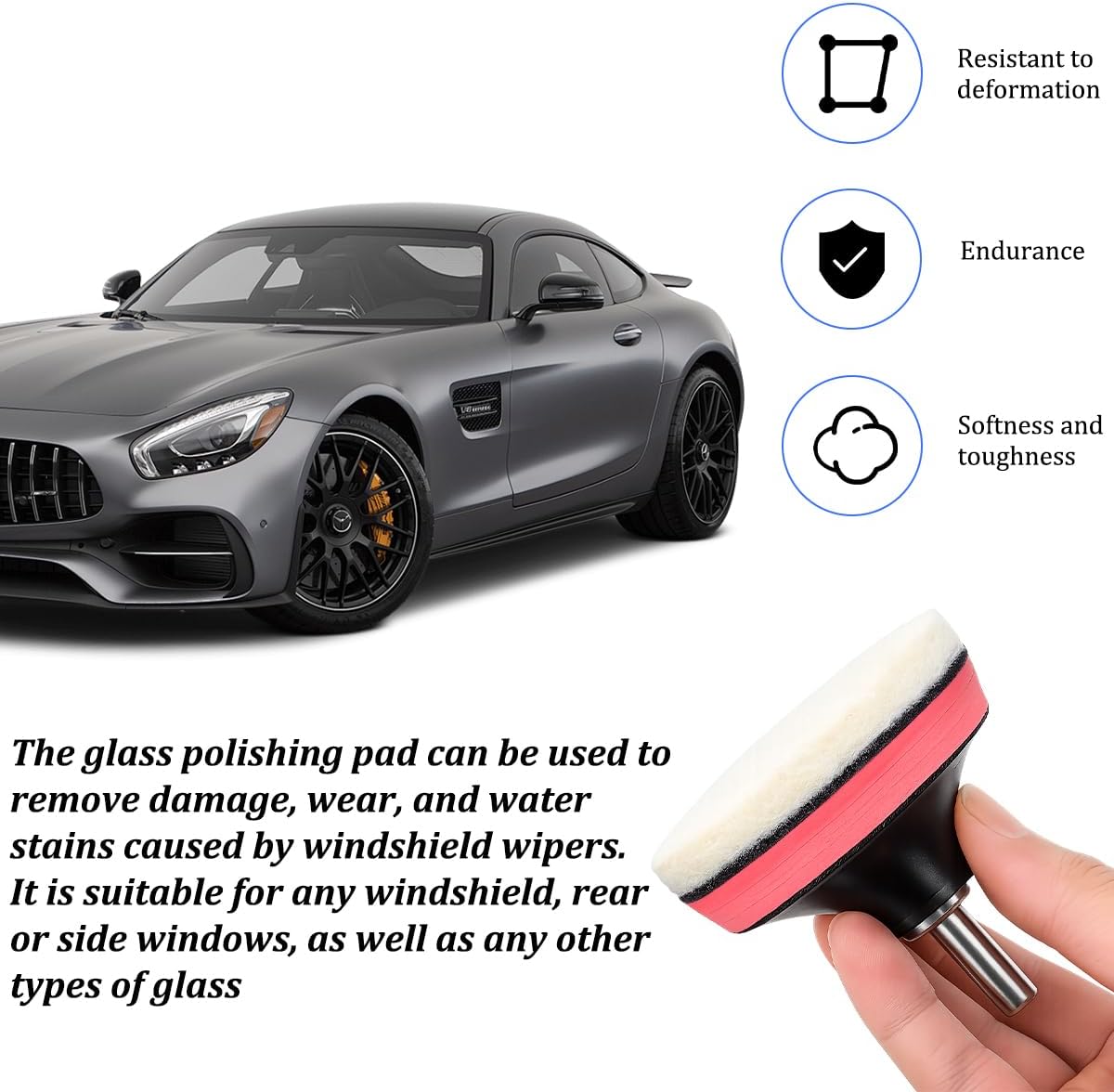 9PCS Car Glass Polishing Kit, Windshield Scratch Removal Set for Removing Wiper Blade Damage Scuffs, Wheel Scratch Felt Pad Repair Kit with 100g Cerium Oxide Powder, Universal Fit