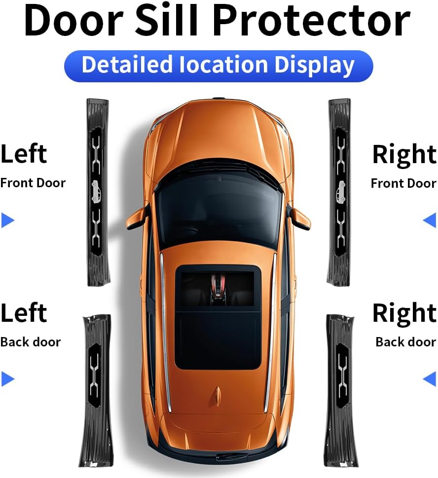 Door Sill Protector Trim for 2026 Toyota RAV4 Accessories Front and Rear Doors Car Pedal Kick Protection Stainless Steel Material，Black Brushed Finish Style Kit 4 PCS Interior Decor Accessory