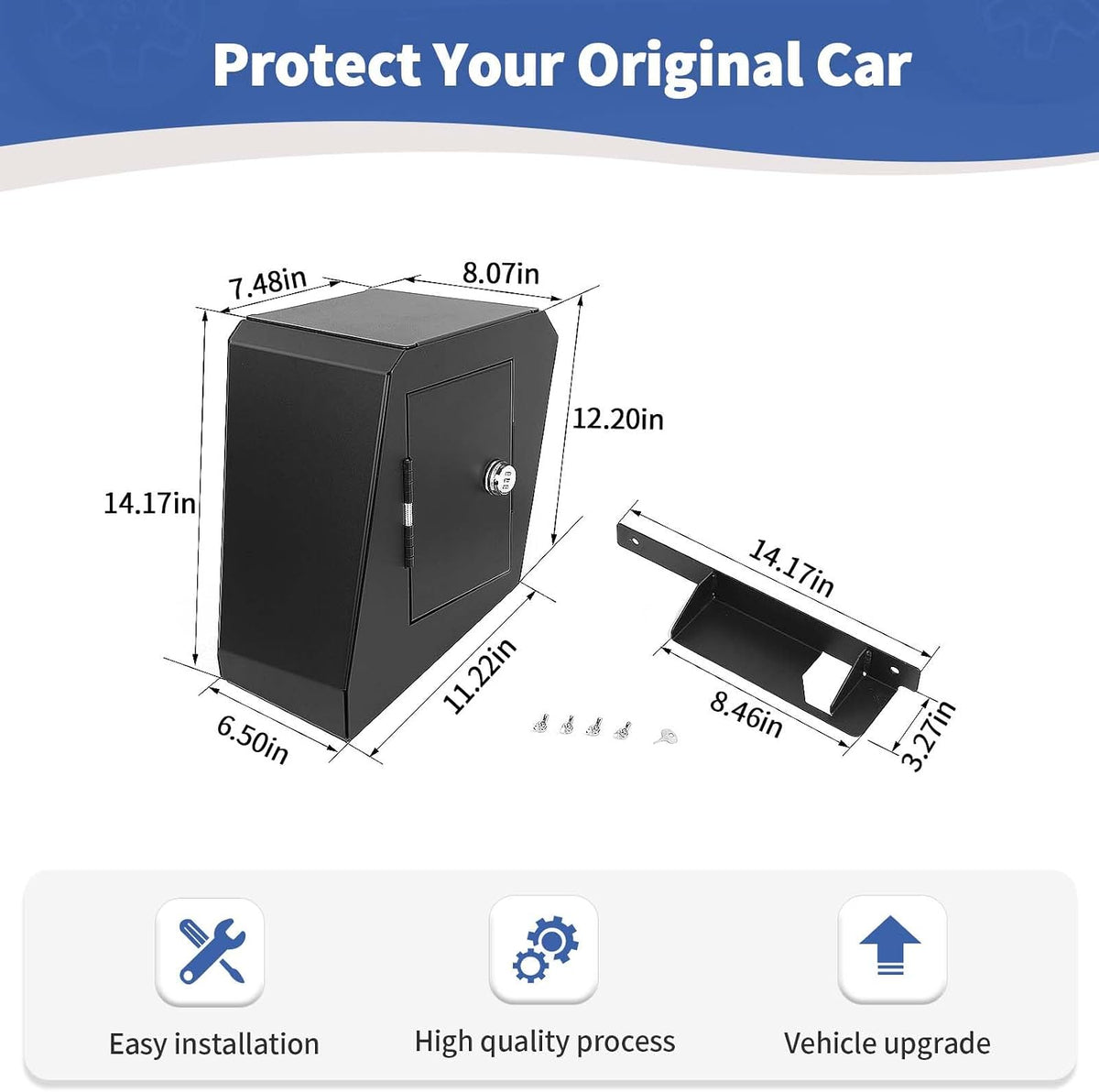 for Jeep JLU Right Side Trunk Safe Box with Security Lock for Jeep Wrangler JLU 2018-2023 4DR without Trunk Speaker Black Metal Storage Accessories